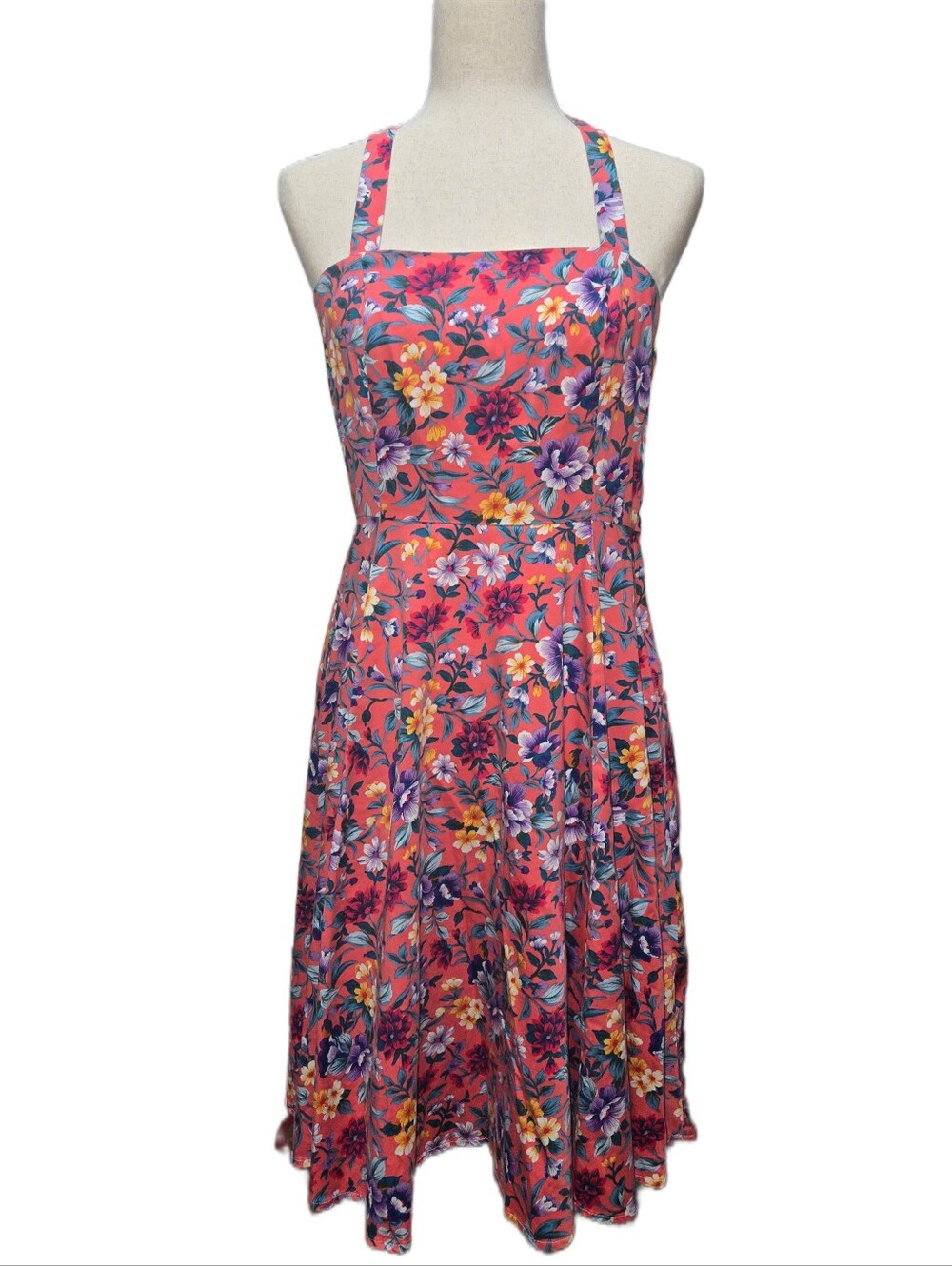 Hearts & Roses Glorified Ella Dress Floral Midi Halter Swing Dress Size 8